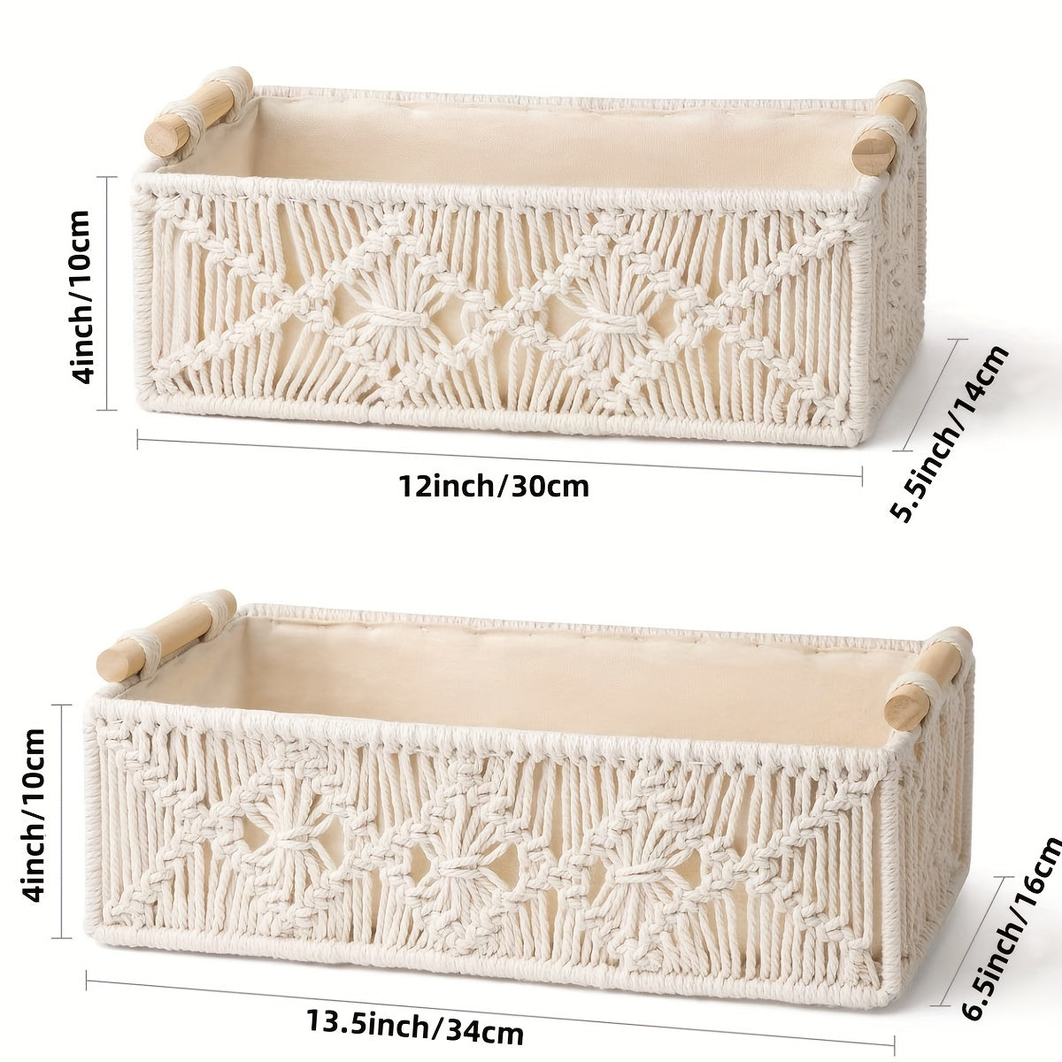 Håndlavet Opbevaringssætte med Macramé – Chic Boho til Elegant Organisering