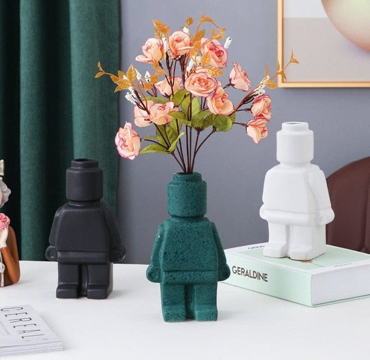 Farverige Robotplanter i Keramik - PixelPotter