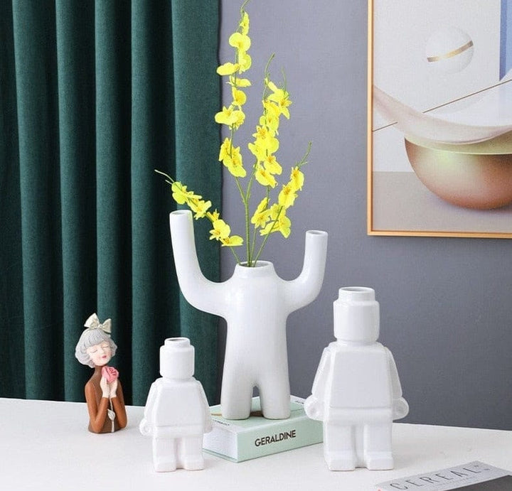Farverige Robotplanter i Keramik - PixelPotter