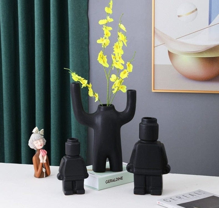 Farverige Robotplanter i Keramik - PixelPotter