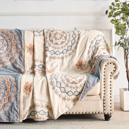 Boheme Plaid i 100% Bomuld med Mandala Mønster