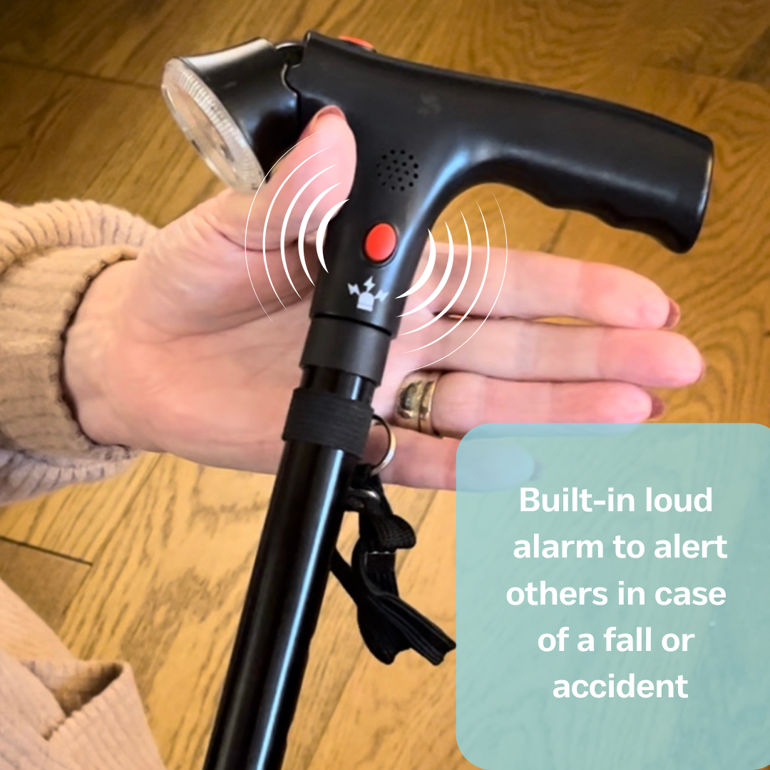 Foldbar Stok med Lys & Alarm - Stabilitet og Sikkerhed