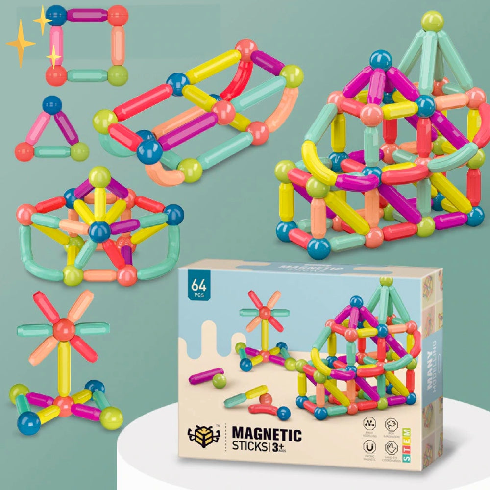 Magnetiska Byggklossar i 64 Delar - ByggMagi
