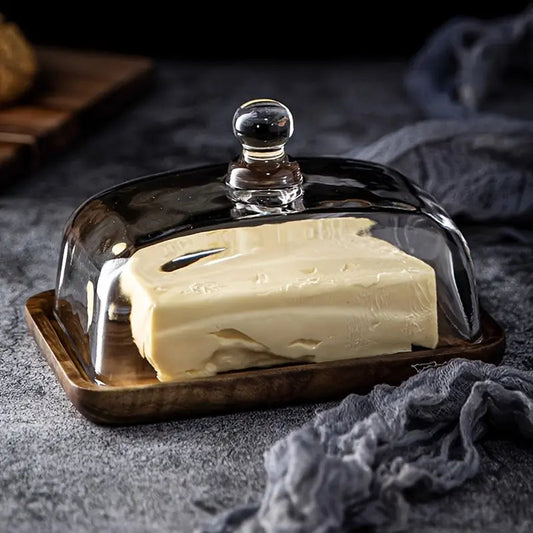 Smörskål i trä och glas – elegant design