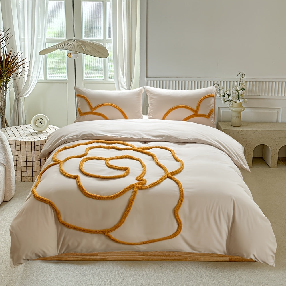 Elegant sängklädesset med blommigt motiv – påslakan och örngott