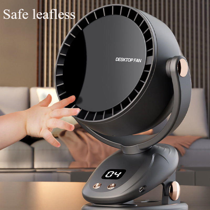 Trådløs bladløs ventilator med digital skærm – stille og genopladelig til indendørs og udendørs brug