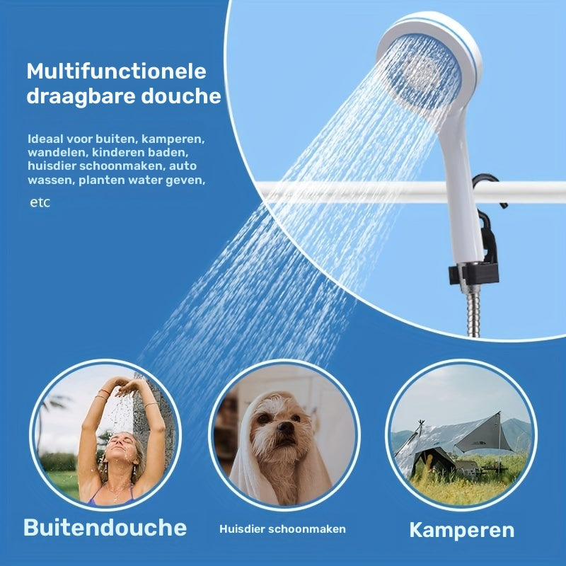 Bärbar campingdusch med vattenfiltersystem