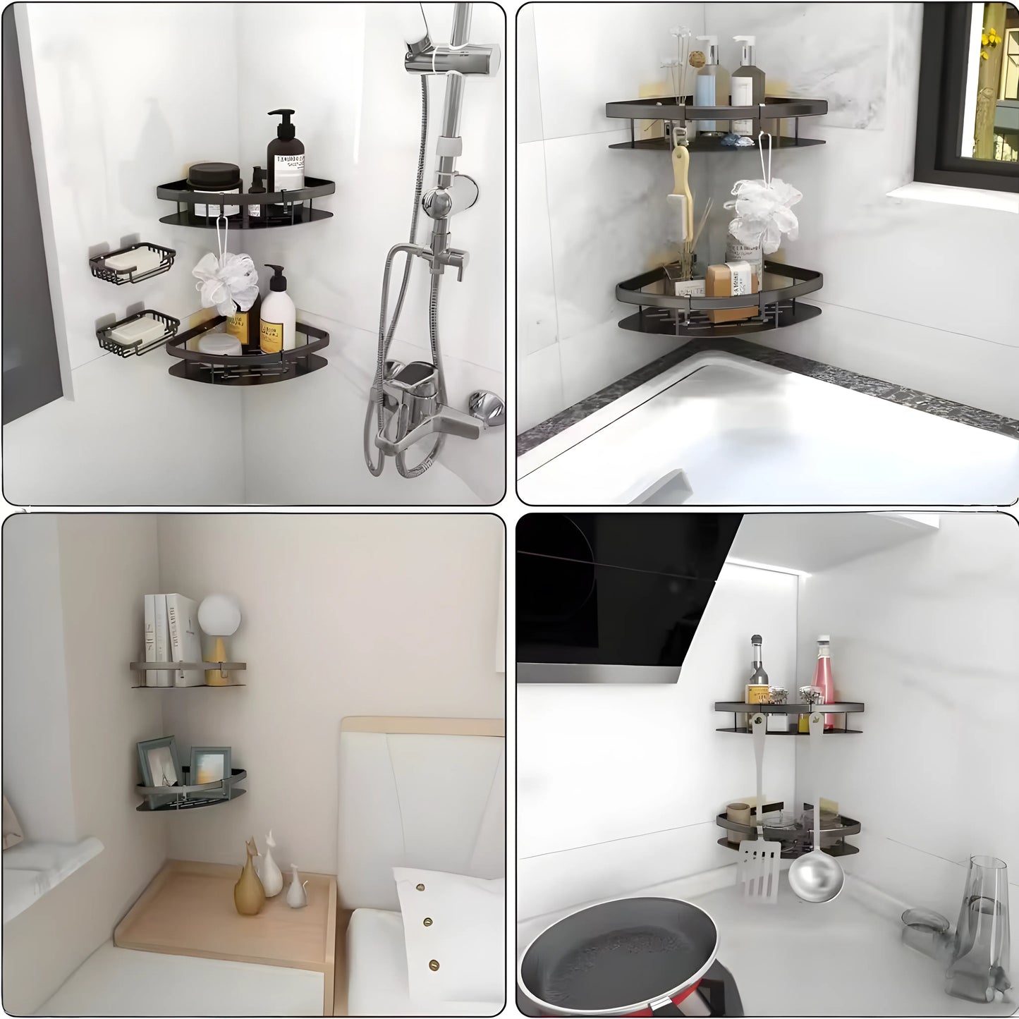Elegant Duschhylde i Aluminium med Praktisk Krog