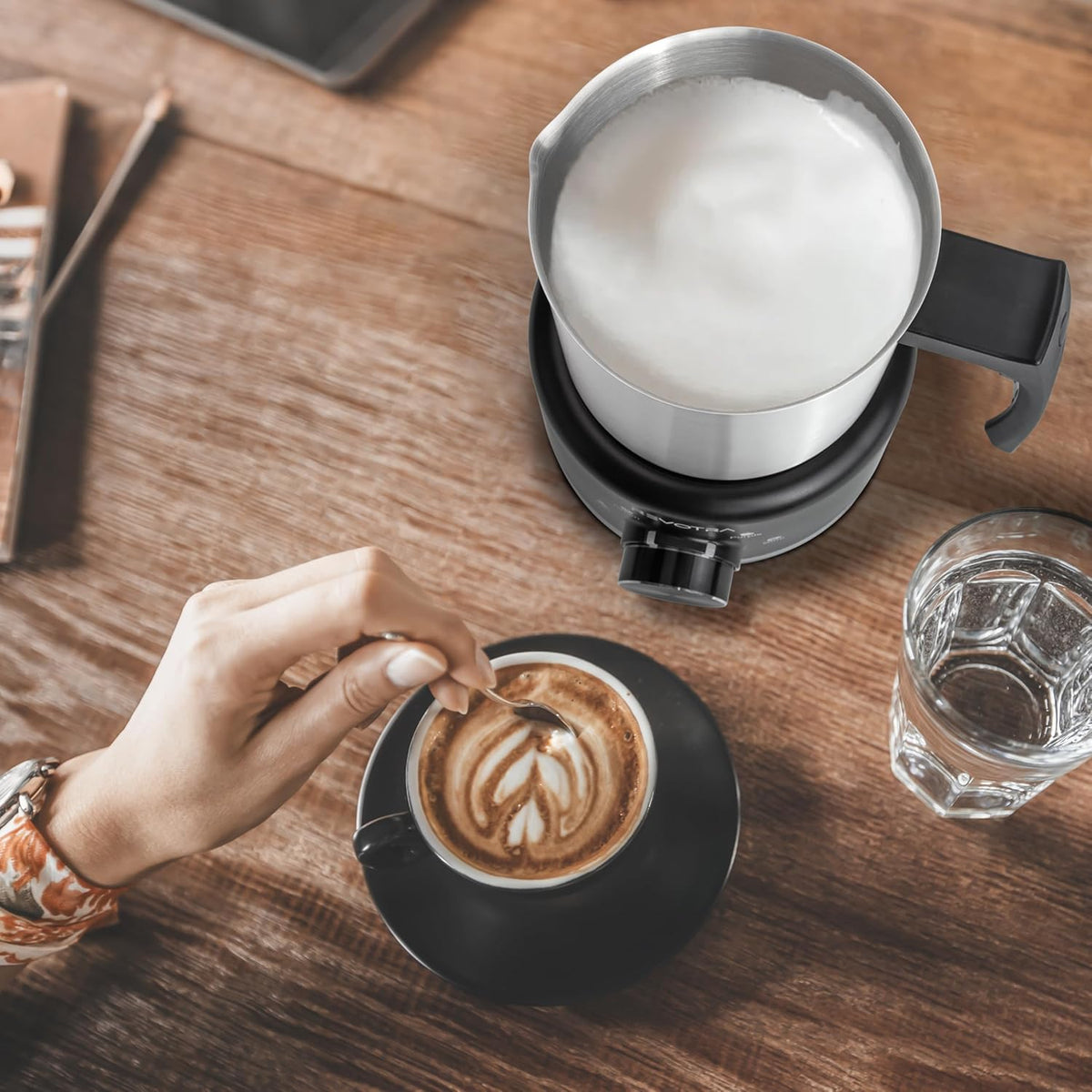 Elektrisk mjölkskummare | 4-i-1 mjölkskummare med 500 ml rostfri behållare