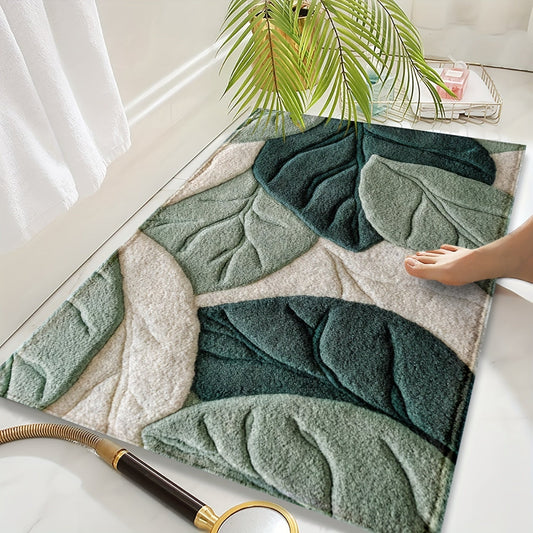 Blød og Absorberende Badeværelsesmåtte med Bladdesign