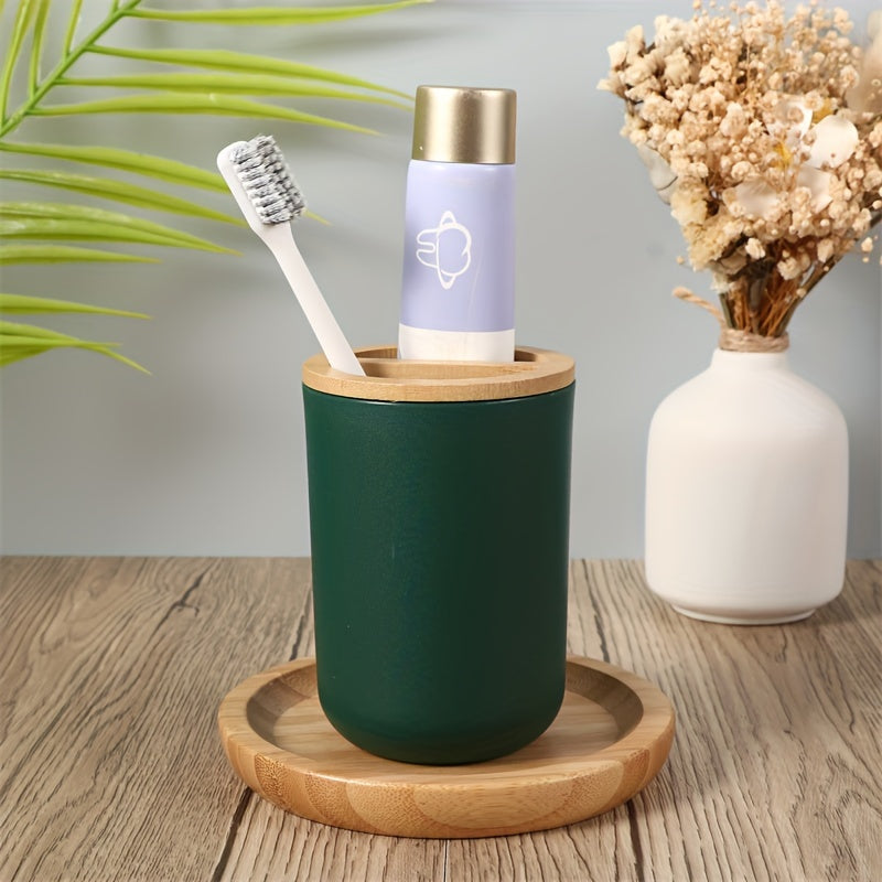 Elegant set med badrumstillbehör och bambulock – 4 delar