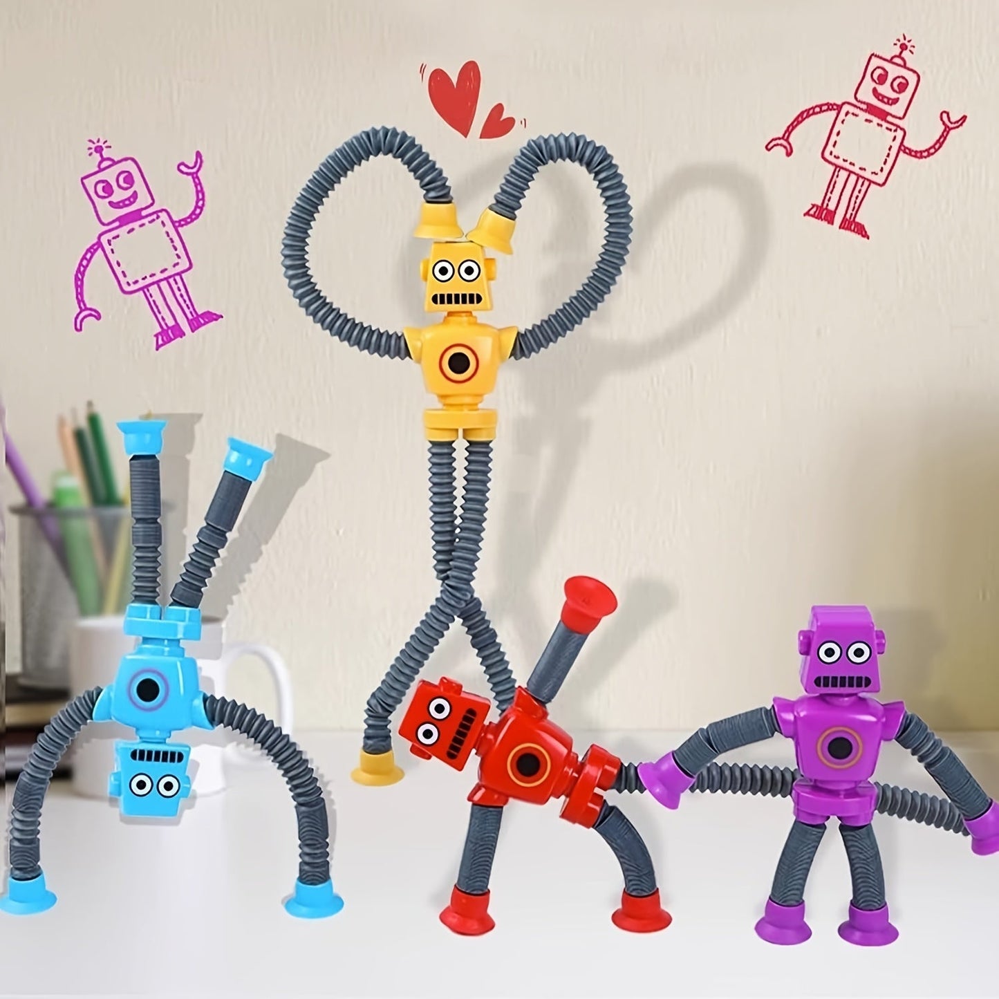 Interaktiv Robot Legetøj til Børn med Sugekop og Pop Tube