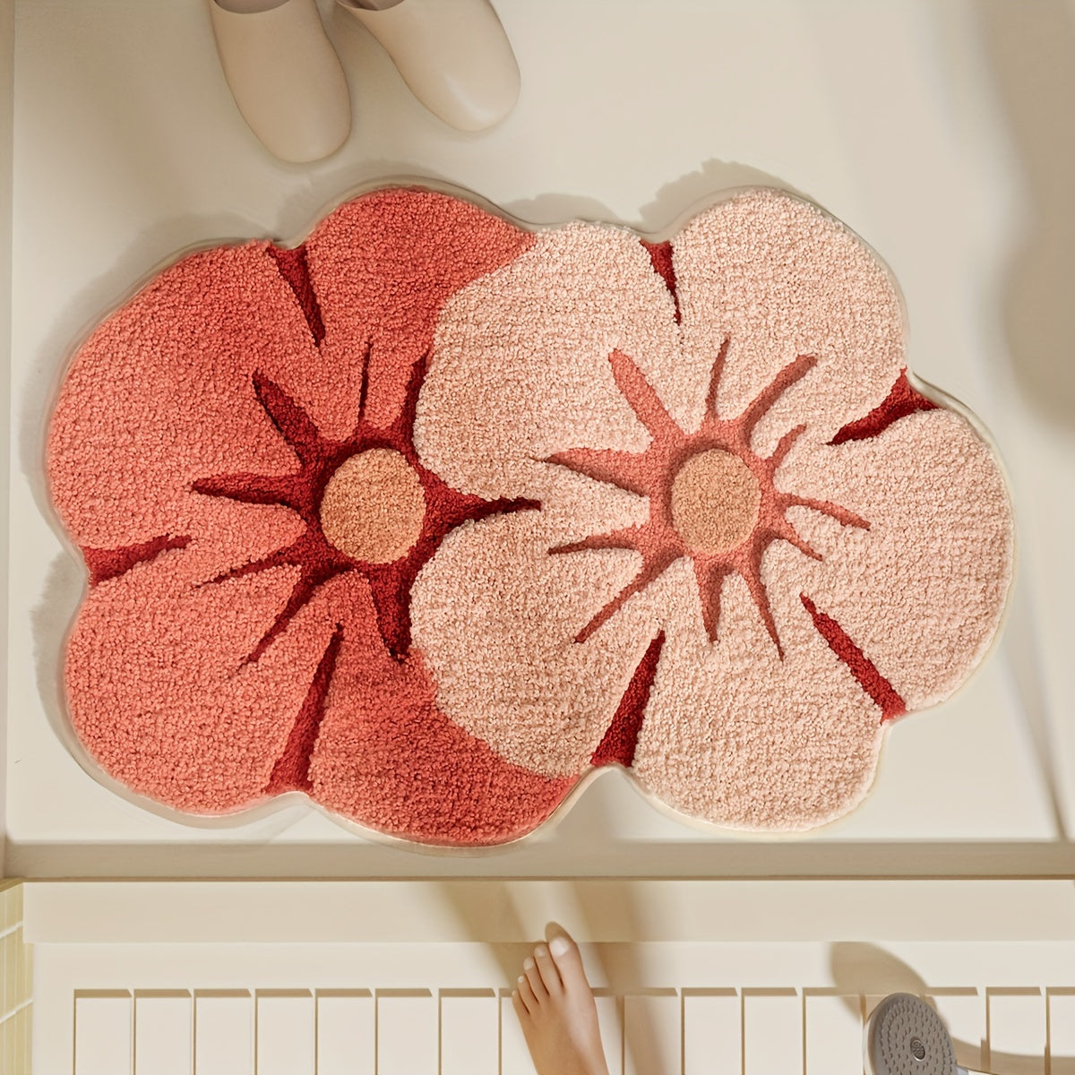 Blomsterdesign Badeværelsesmåtte – Blød og Absorberende Komfort