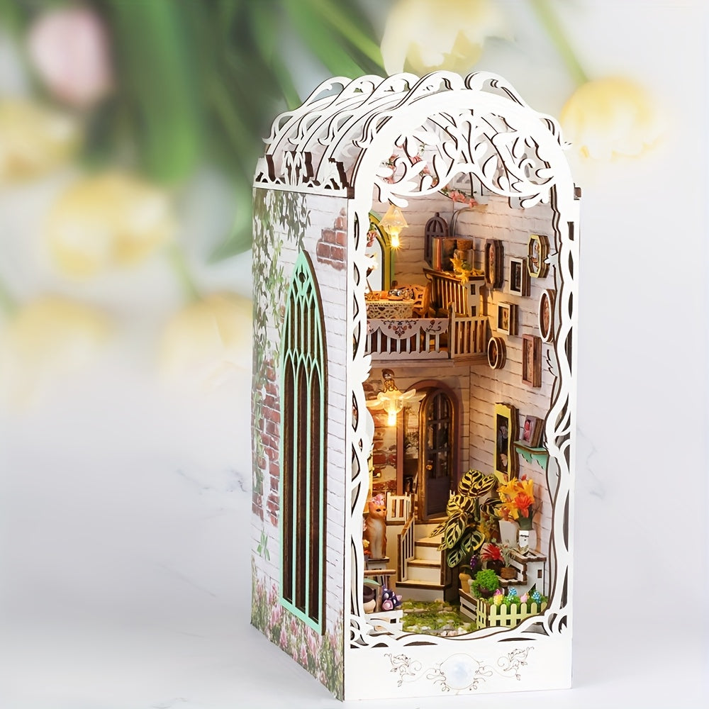 3D-pussel i trä – Blomsterhus med automatisk belysning
