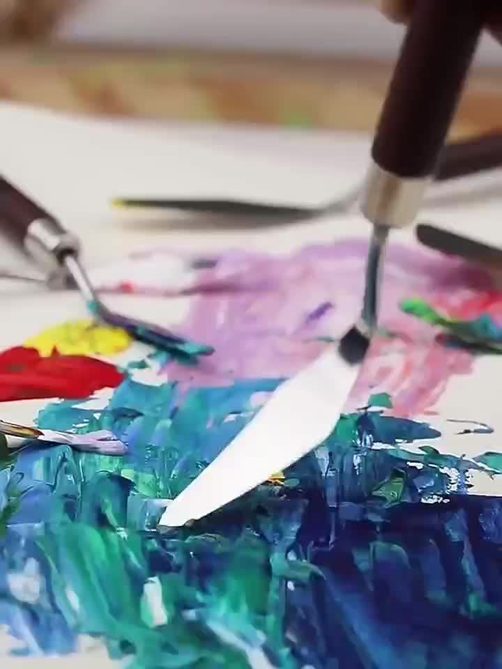 Sæt af 7 stålspartler til kunst og farveblanding