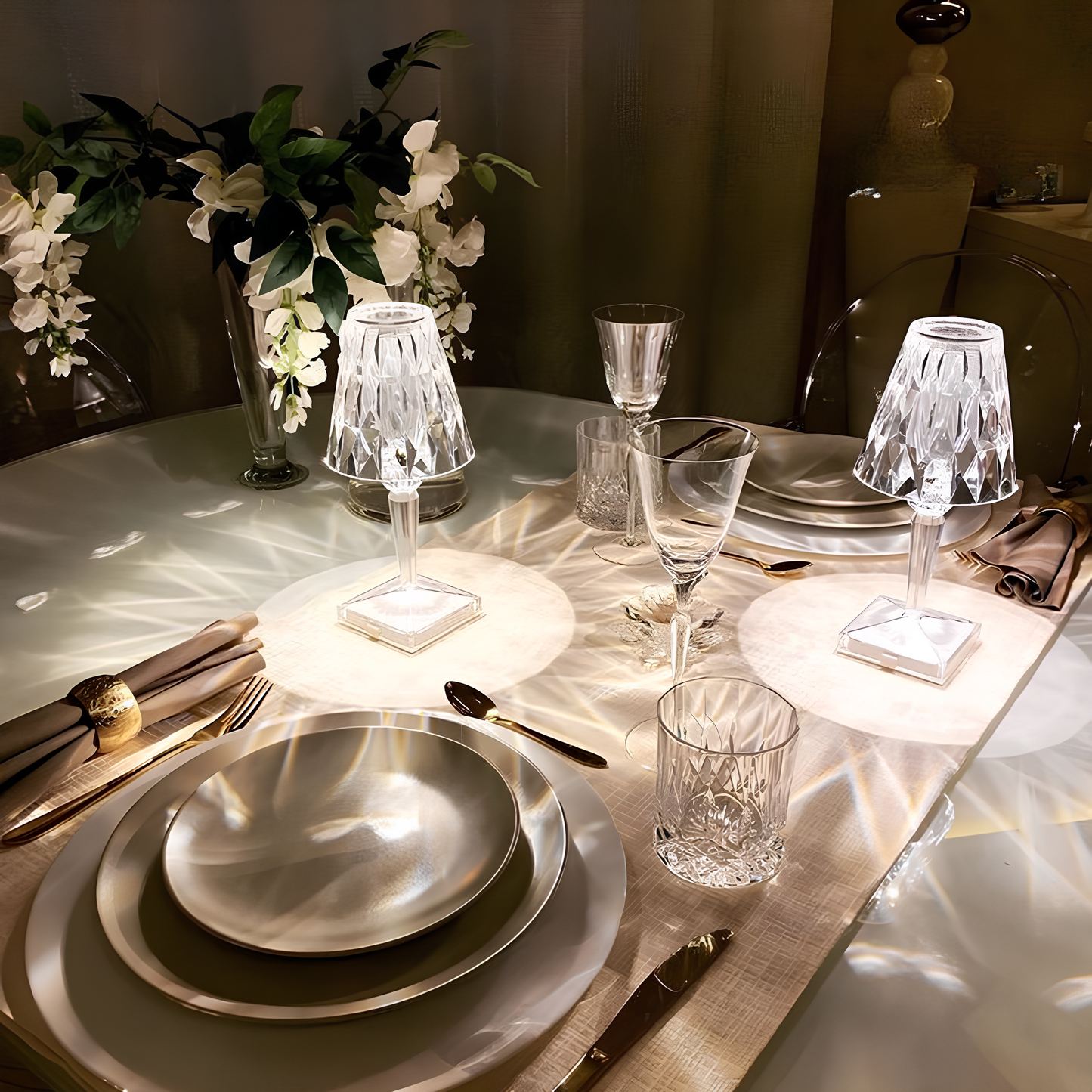 Kristalleffekt Bordslampa med Touch & Justerbart Ljus