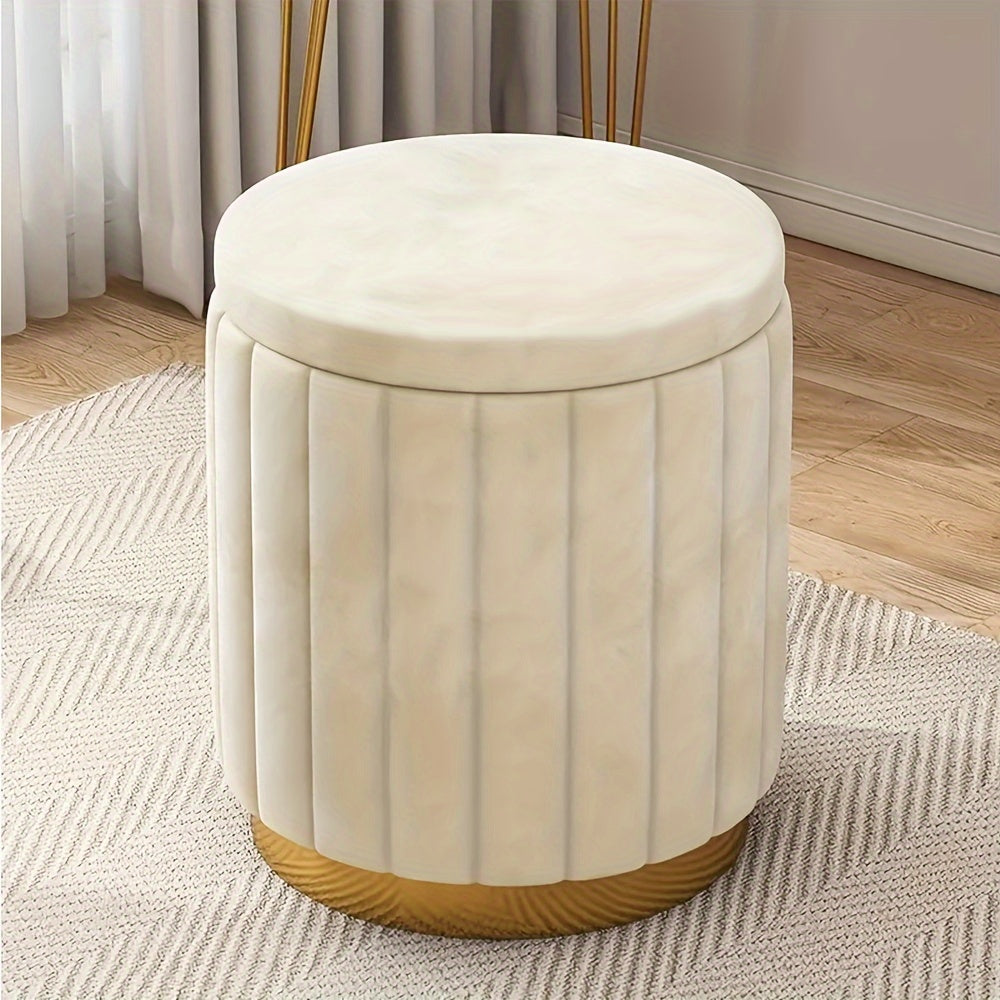 Elegant förvaringspuff med spegelfinish – Rund design