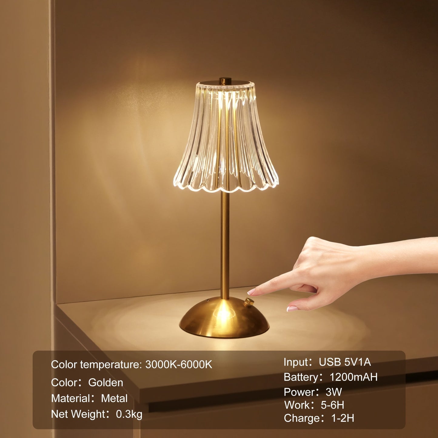 Elegant og Justerbar LED Bordlampe med Touch Sensor