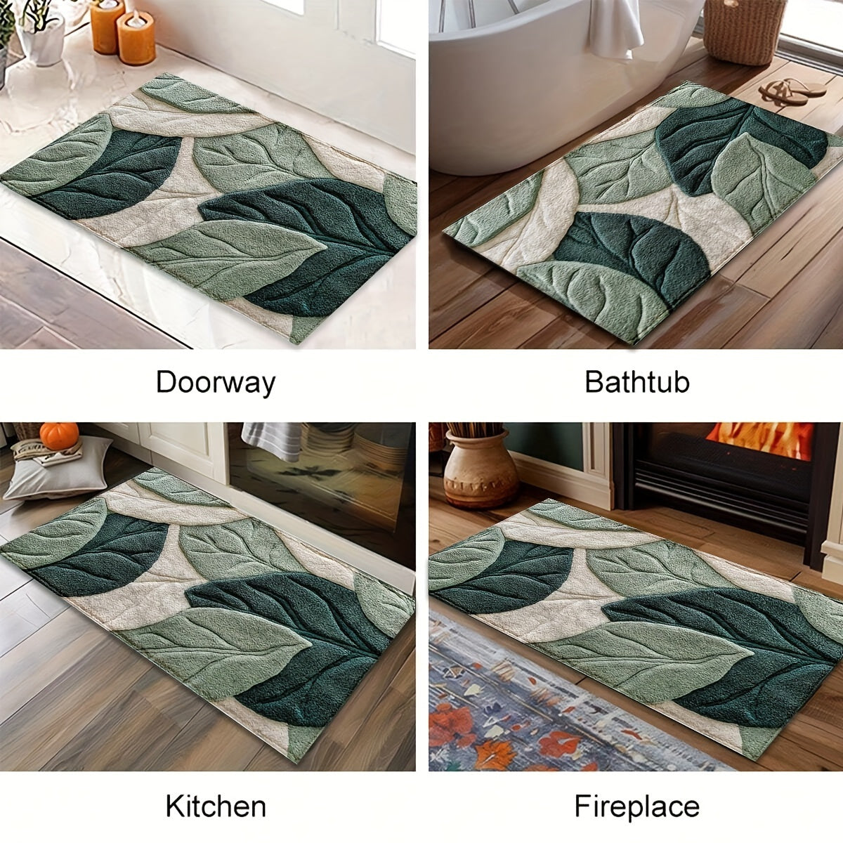 Mjuk och absorberande badrumsmatta med bladdesign