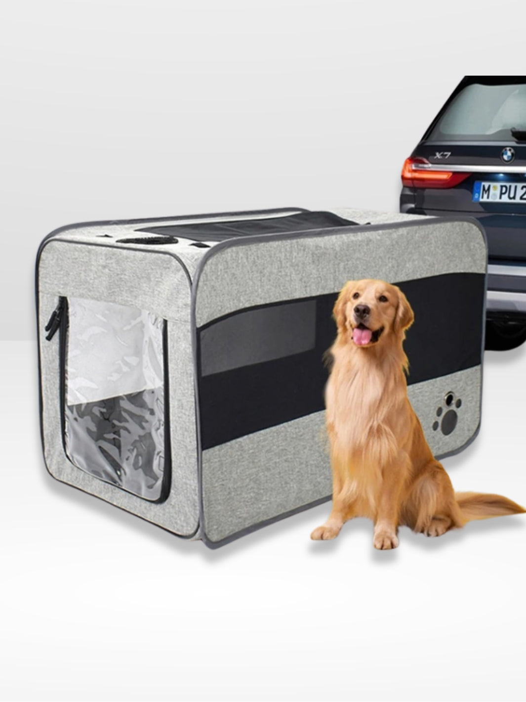 Lätt och säkert transportbur för hunden i bilen