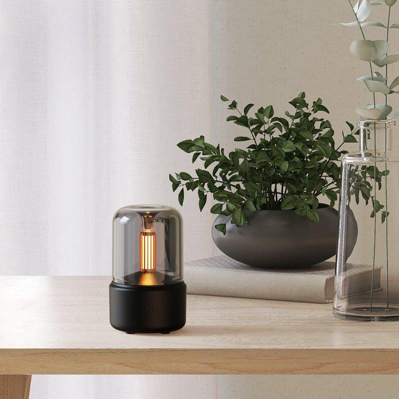 Modern LED-diffuser med flameffekt och eteriska oljor