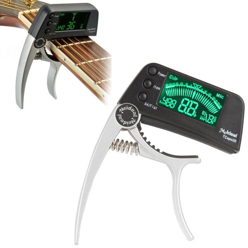 Professionelt 2-i-1 Capo og Tuner til Guitare