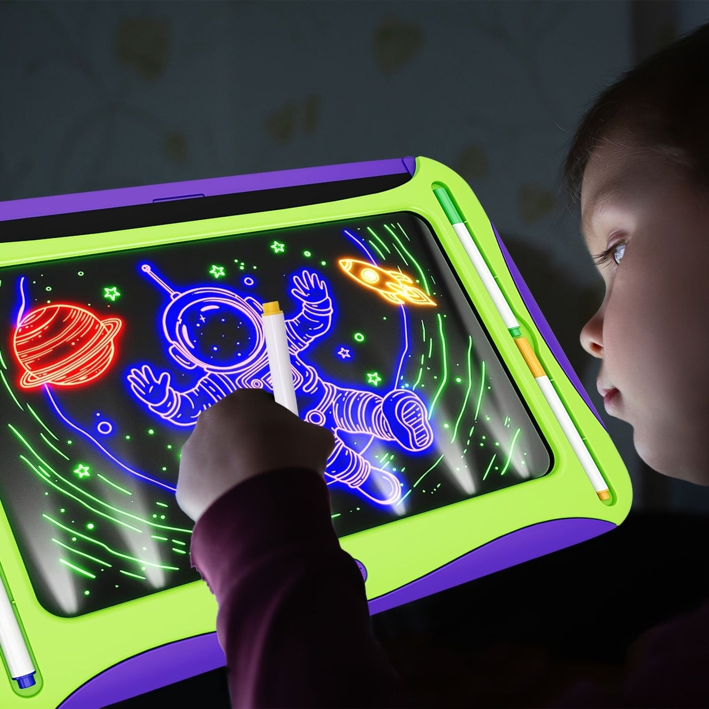 LED ritplatta för barn 3+ | Kreativ ljuslåda med dubbla kort