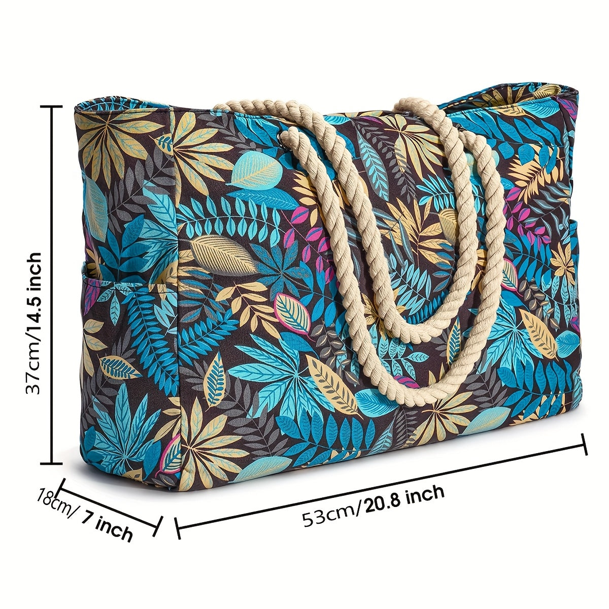 Stilfuld og Rummelig Strandtaske i Blomsterdesign