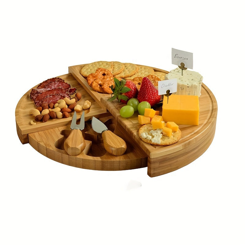 Elegant set av skärbrädor i bambu för ost och snacks
