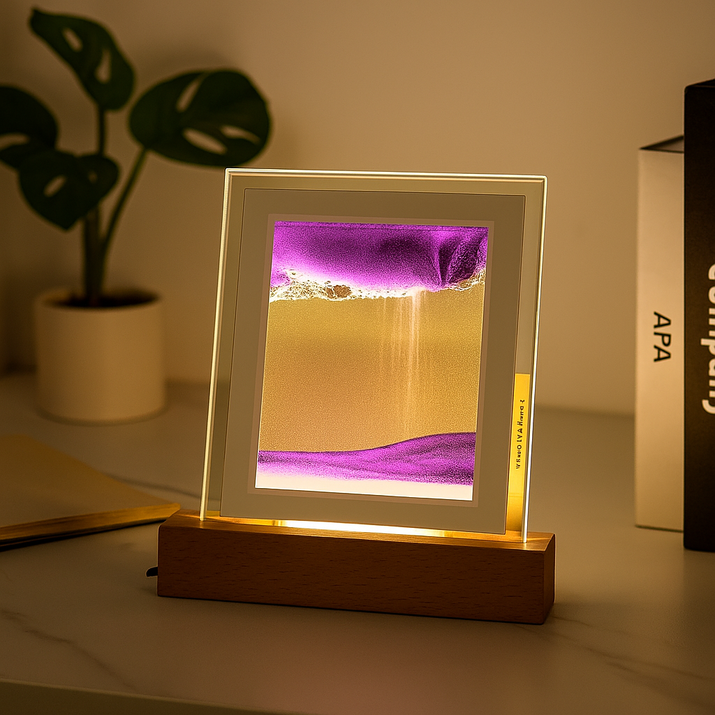 Sandkunst Lampe med Varmt LED Lys – Skab Stemning i Dit Hjem