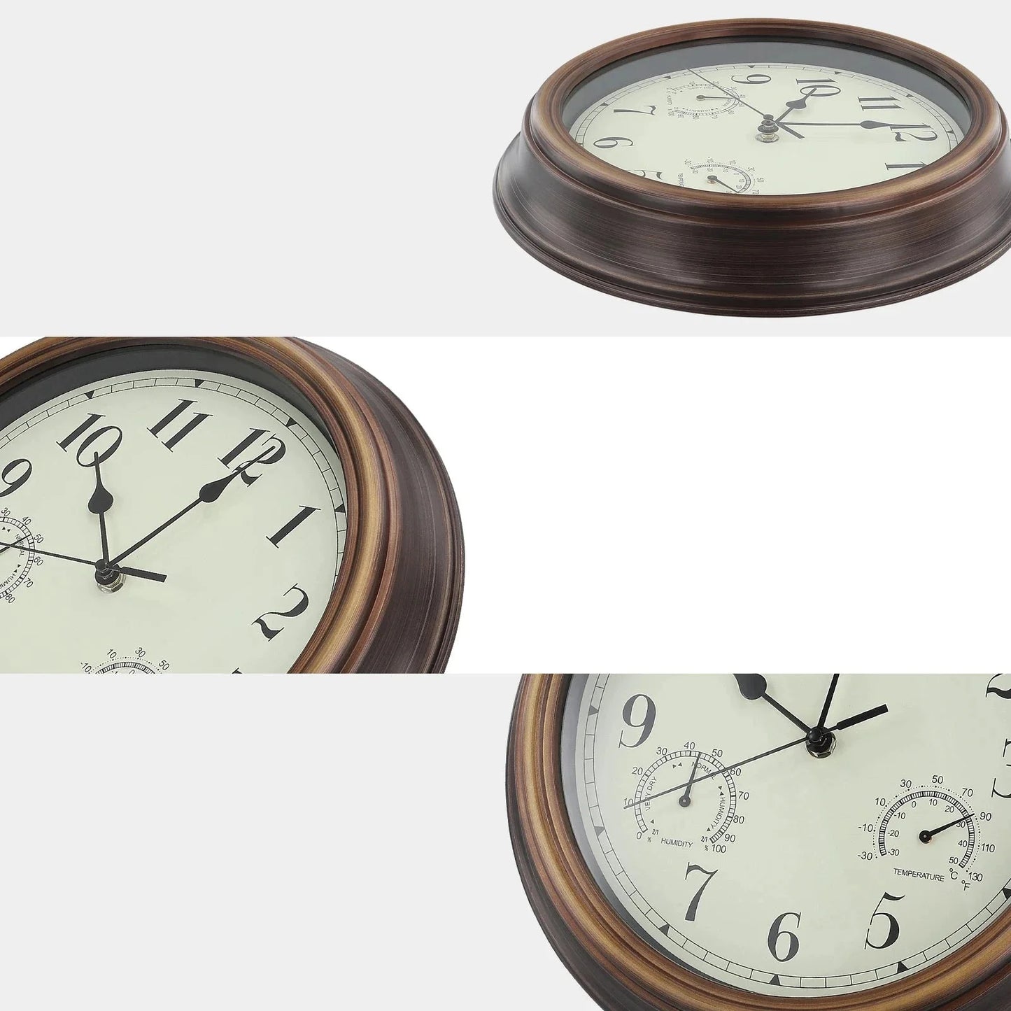 Tyst Väggklocka med Hygrometer och Termometer – Klassisk Elegans