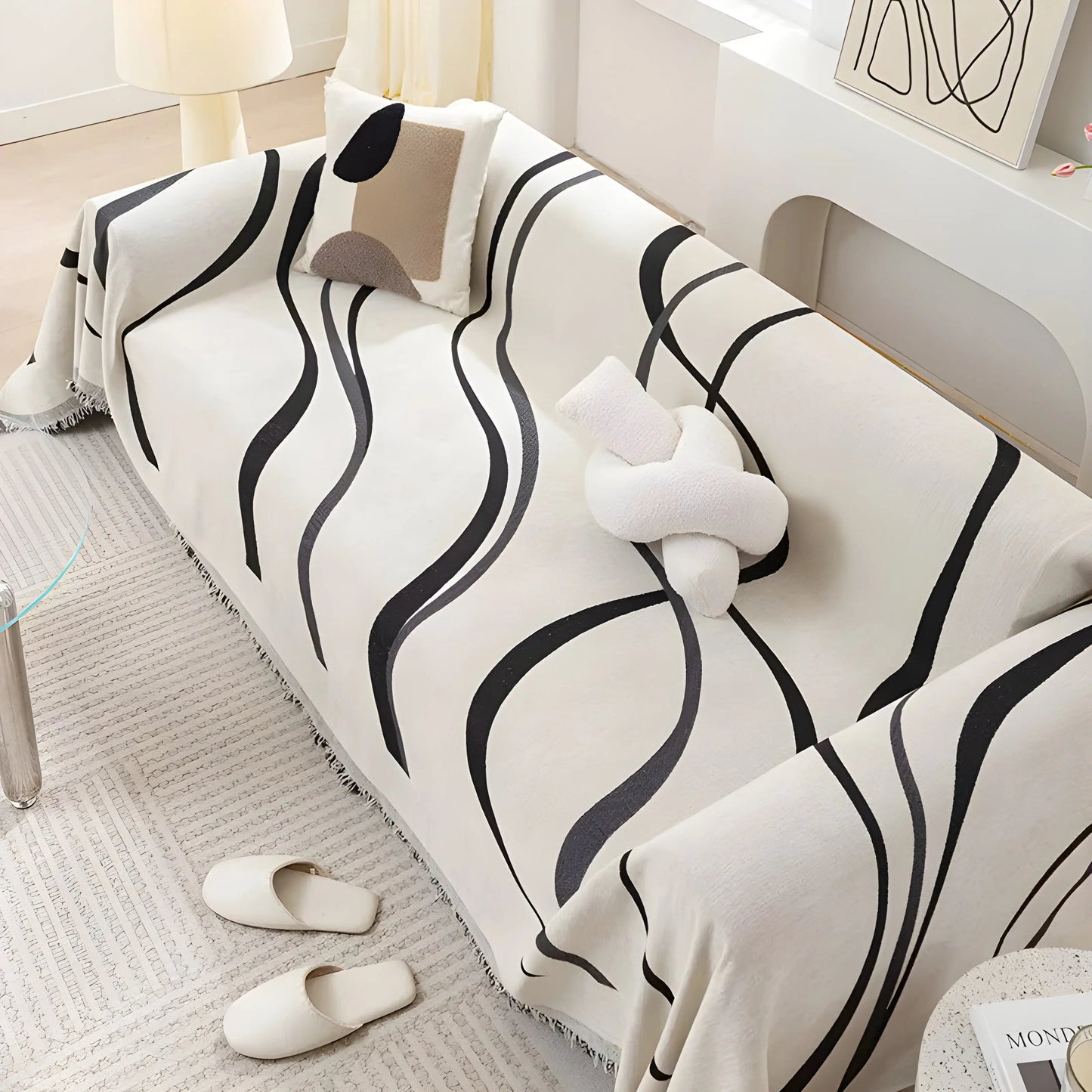 Vändbart sofföverdrag i chenille/bomull – Elegant design