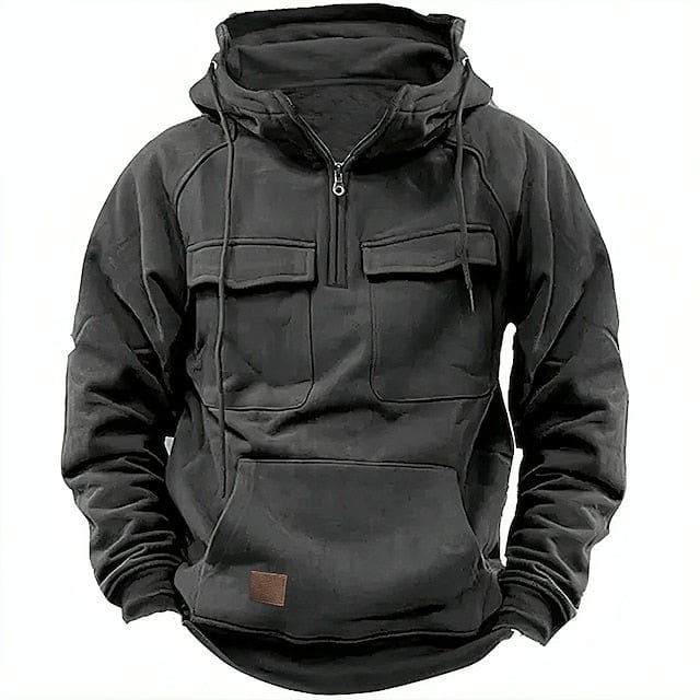 Hoodie til mænd med fleecefor og hætte til vinterbrug