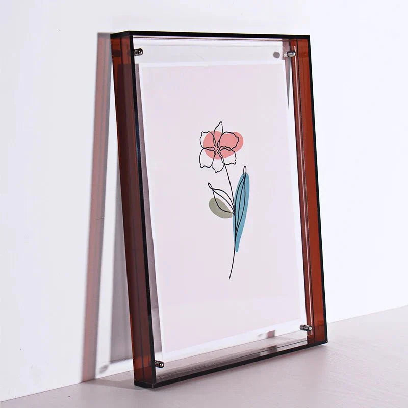 Minimalistisk färgad fotoram i klar akryl