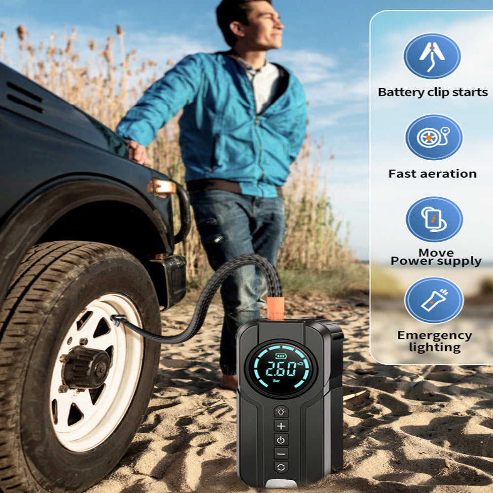 Alsidig Bilpumpe m. Strømbank & Startbooster