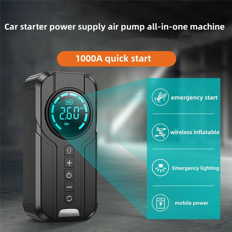 Alsidig Bilpumpe m. Strømbank & Startbooster