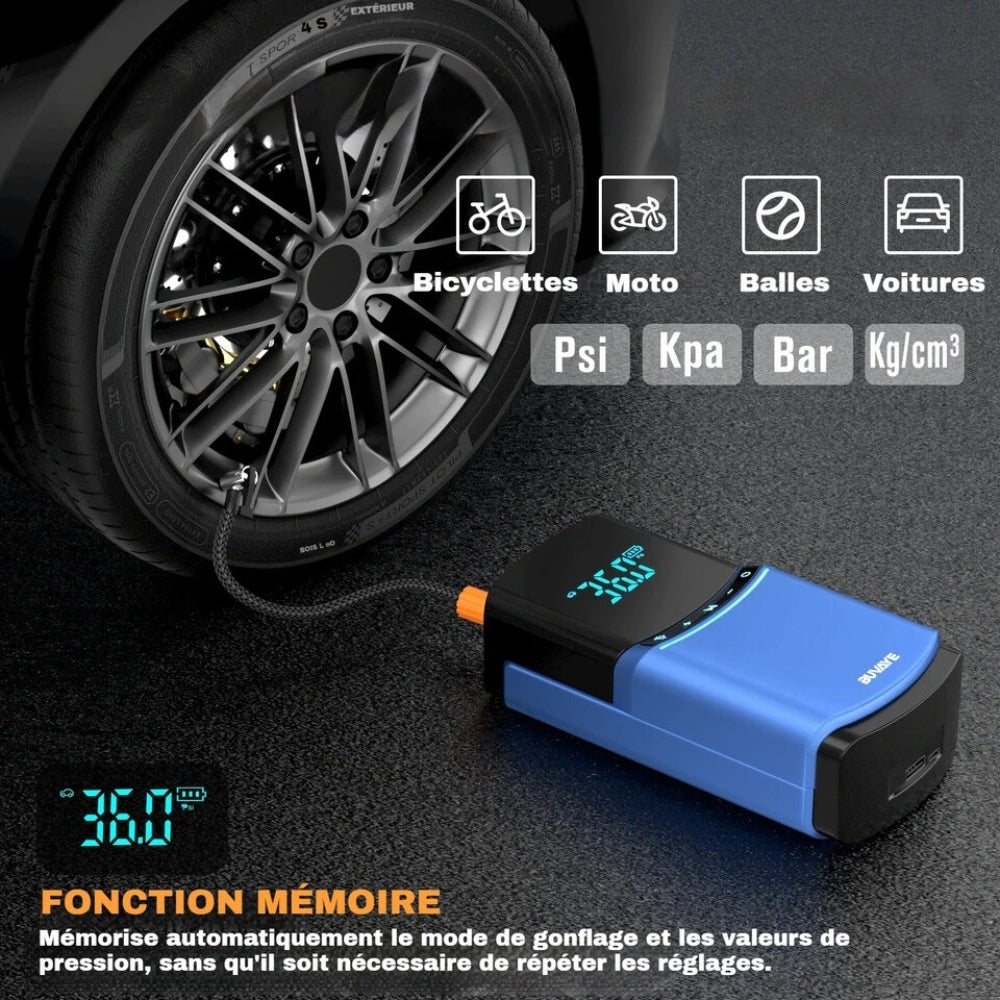 Kraftfuld og Kompakt Batteri Booster med Kompressor