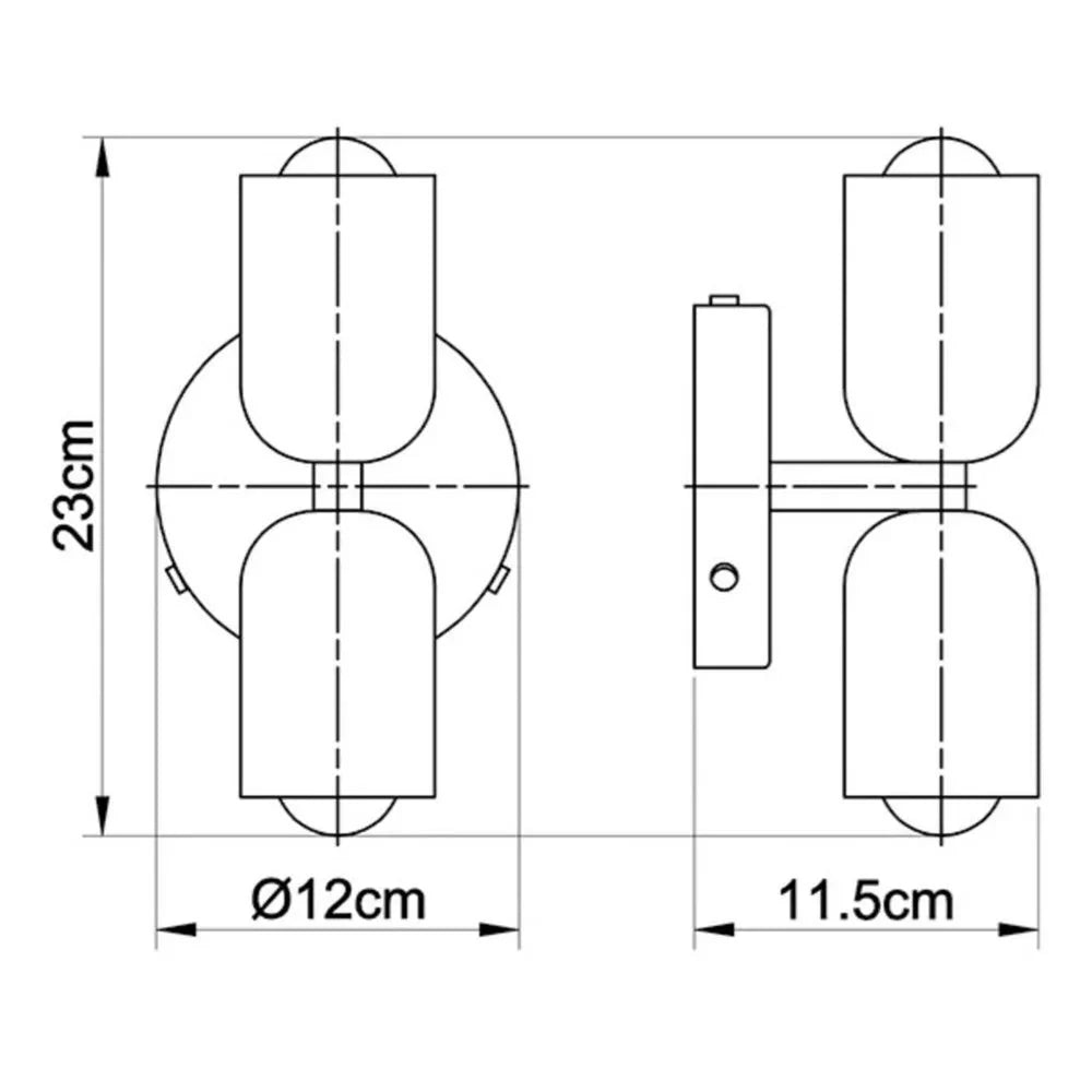 Modern vägglampa med dubbla ljuskällor och stilren design