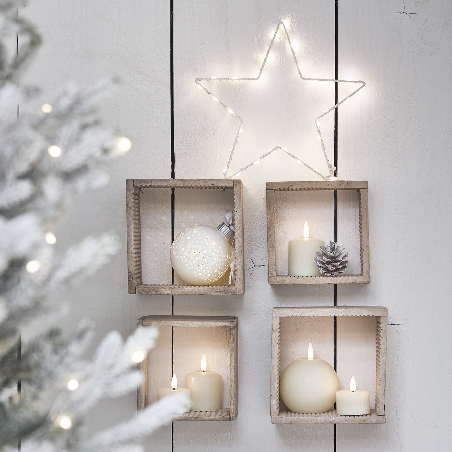 Elegant stjärnfönsterlampa med varmt LED-sken