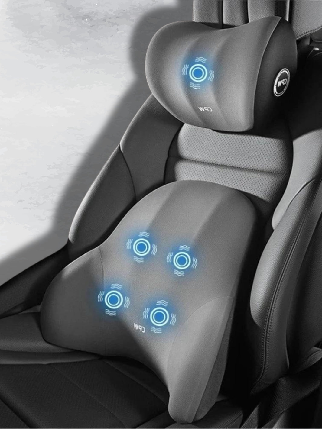 Massagekudde för bil med justerbart nackstöd och vibration