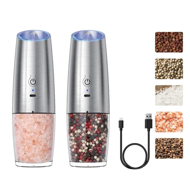 Elektrisk salt- och pepparkvarn med justerbar grovhet, USB-laddning