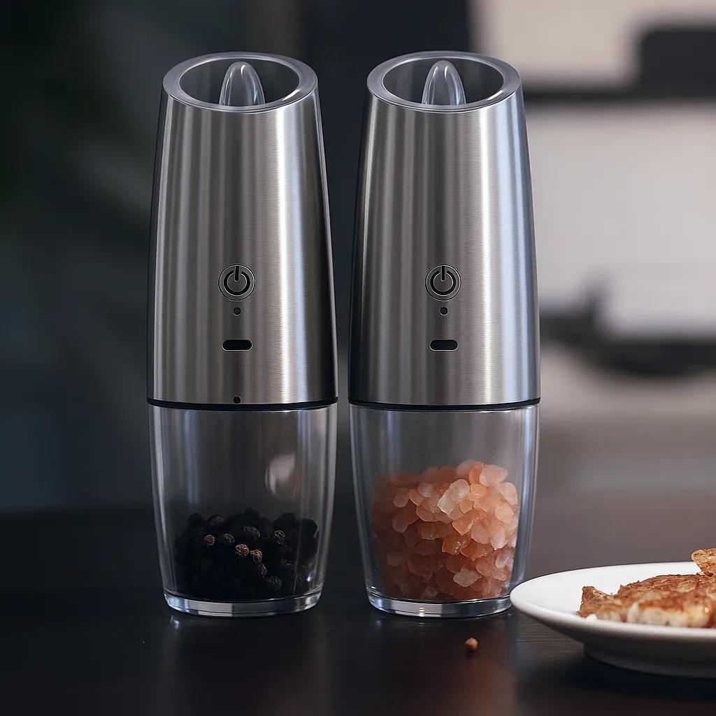 Elektrisk salt- och pepparkvarn med justerbar grovhet, USB-laddning
