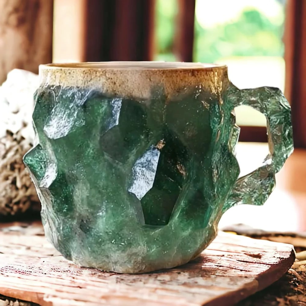 Kaffemugg i keramik med kristalleffekt och unik design