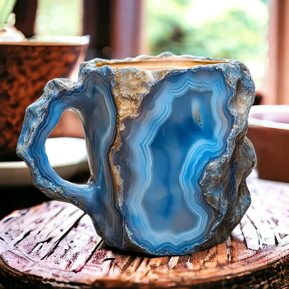 Kaffemugg i keramik med kristalleffekt och unik design