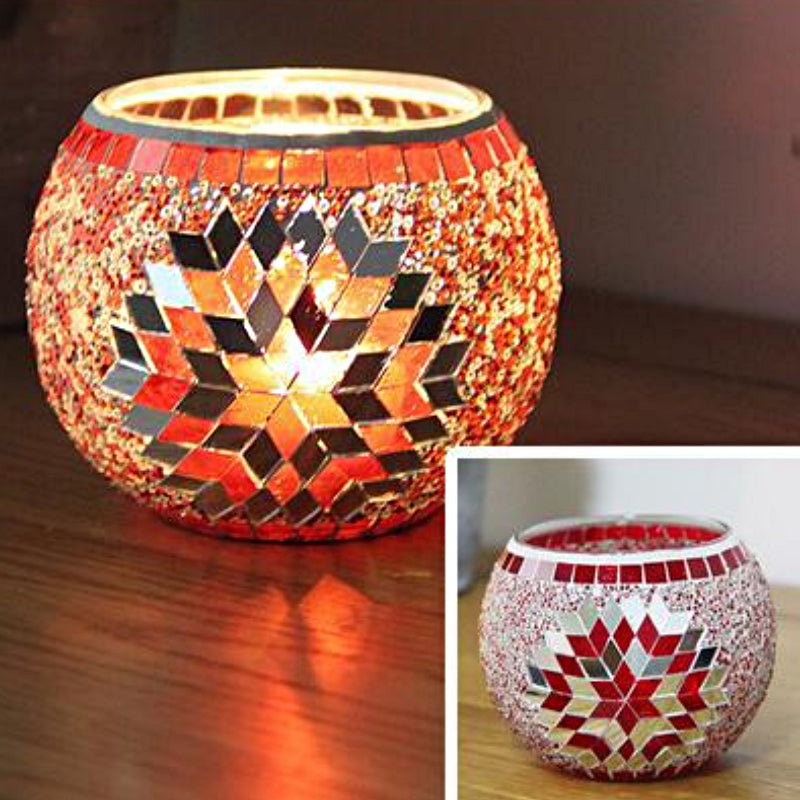 Europæisk Retro Glas Mosaik Lysestage