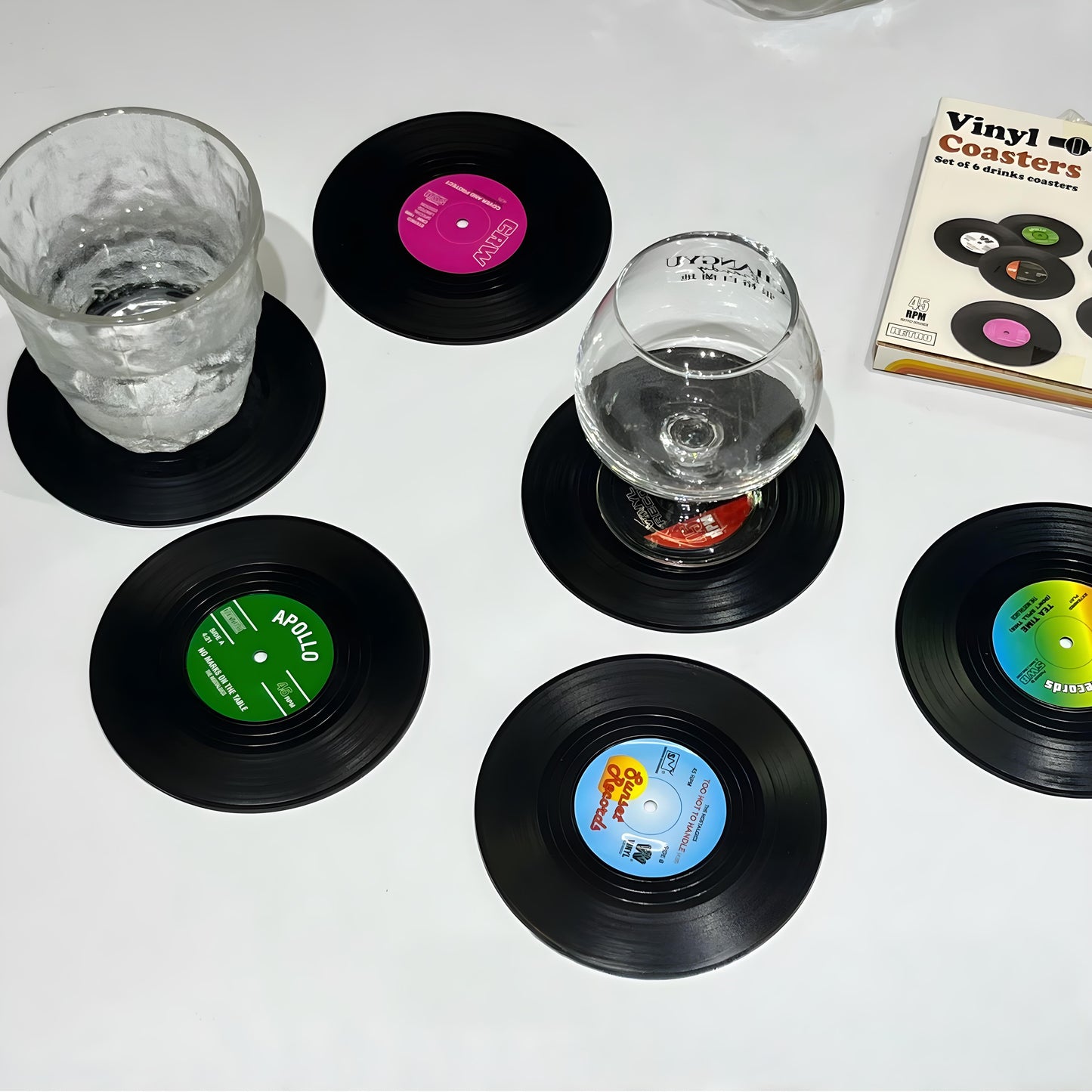 Retro Glasunderlag i Vinyl Design - Perfekt til Musikelskere