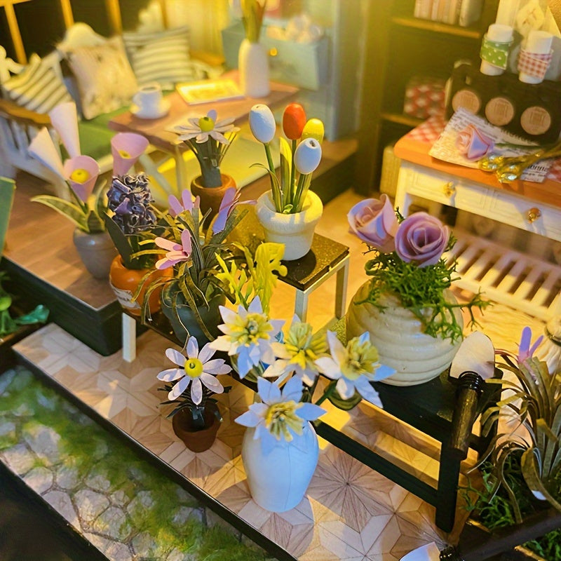 Miniature drivhus DIY med belysning – 3D puslespil til kreativ dekoration