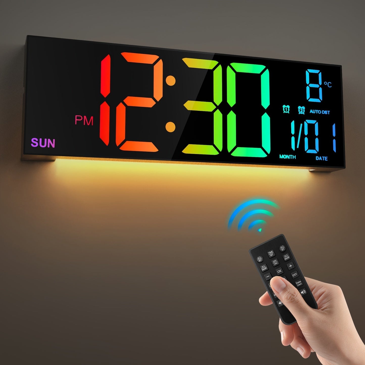 Digital Väggklocka LumiWall – Stor, Färgrik och Lättläst
