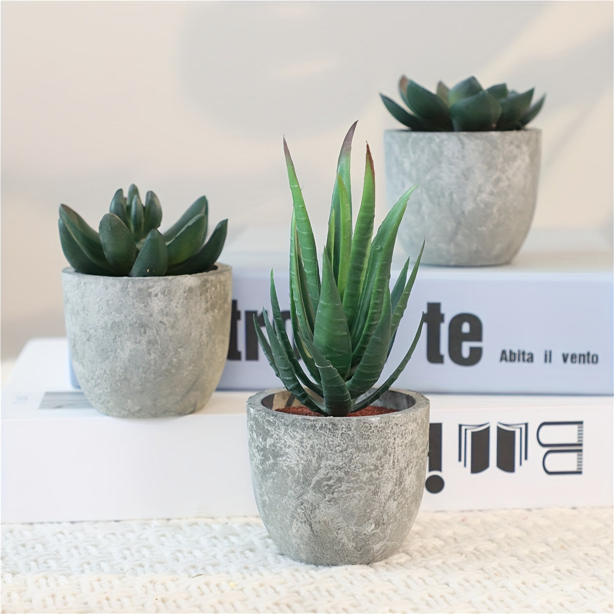 Elegant Mini Kunstplanter med Cementlook – Perfekt til Indretning
