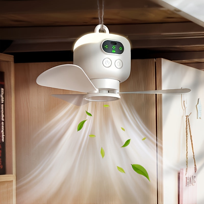 Bärbar campingfläkt med lampa – Uppladdningsbar och fjärrstyrd